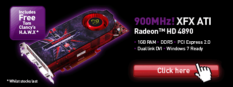 900Mhz XFX ATI Radeon HD 4890 graphics card with FREE Tom Clancy's H.A.W.X. - click for details