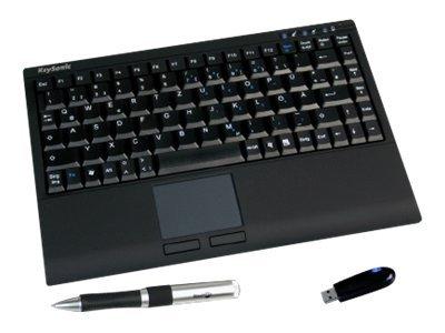 KeySonic Compact wireless keyboard with touch pad - black