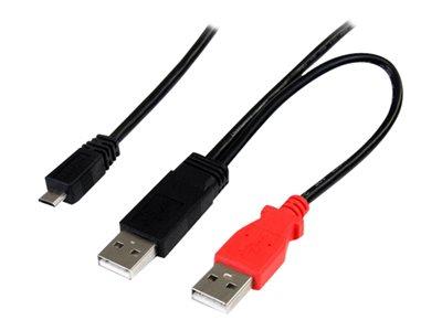 StarTech.com 3 ft USB Y Cable for External Hard Drive - Dual USB A to Micro B