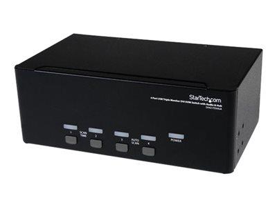 StarTech.com 4 Port Triple Monitor DVI USB KVM Switch with Audio &  USB 2.0 Hub