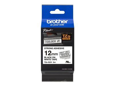Brother 12mm Black on White Tape