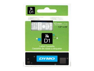 DYMO D1 Tape 12mm White on Transparent