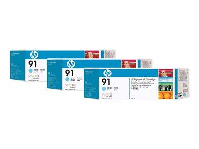 HP 91 3-pack 775-ml Light Cyan Pigment Ink Cartridges