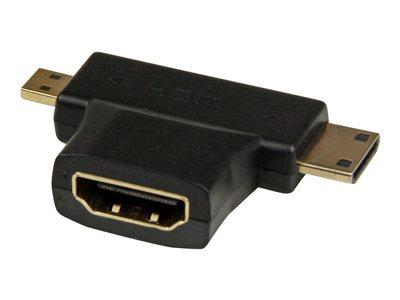 StarTech.com HDMI 2-in-1 T-Adapter - HDMI to HDMI Mini or HDMI Micro Combo Adapter – F/M