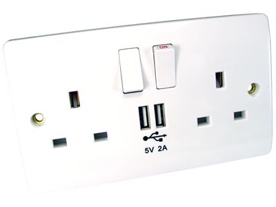 Cables Direct Best Value Wall Socket with built in 2 x USB Charging Ports