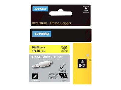 DYMO RhinoPRO Heat Shrink Tubing - Black on Yellow 6mm