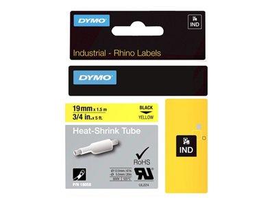 DYMO RhinoPRO Heat Shrink Tubing - Black on Yellow 19mm