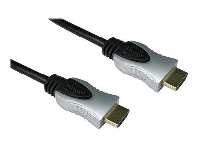 Cables Direct 1m HDMI M - M Cable Black + Silver Hoods