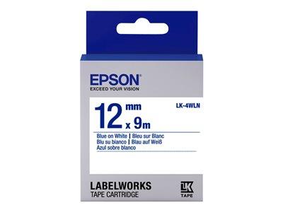 Epson LabelWorks LK-4WLN Label Tape Blue On White Roll (1.2 cm x