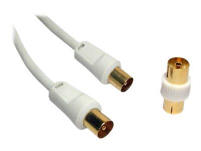 Cables Direct 15Mtr White TV Aerial M-M Cable+F-F oupler ROHS B/Q 40