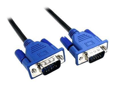 Cables Direct 1m HD15 VGA/SVGA Low Profile LSZH M-M Cable-Blk Blue Hoods