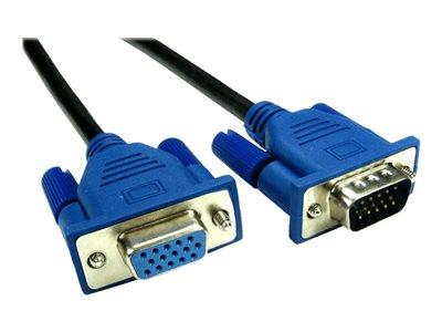 Cables Direct 3m HD15 VGA/SVGA Low Profile LSZH M-F Cable Blk Blue Hoods