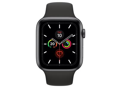 Apple Watch Series 5 GPS, 44mm Space Grey Aluminium Case with Black Sport Band