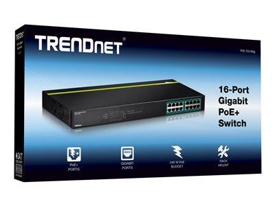 TRENDnet 16-port GREENnet Gigabit PoE+ Switch (250W)