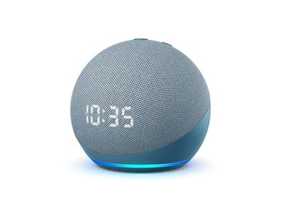 Amazon Echo Dot (4th Gen) with a Clock - Blue