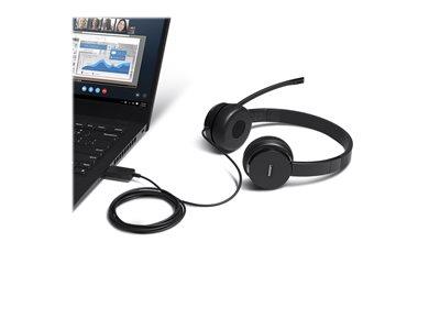 Lenovo 100 Headset on ear wired - USB  black  for IdeaPad 3 ThinkCe