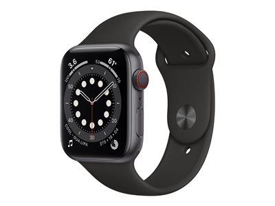 Apple Grade-A Watch Series 6 GPS + Cellular 44mm Grey Steel Case with Black Sport Band