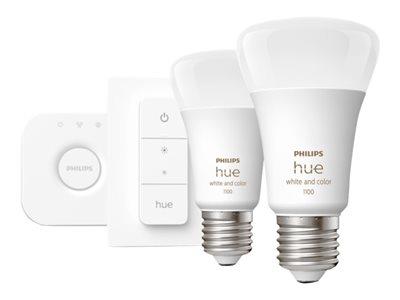 Philips Hue Colour 9W A60 E27 Starter Kit with Bridge and Dimmer
