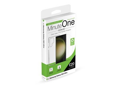 Minute One Premium Clear Case and Screen Protector for Galaxy S23 Ultra