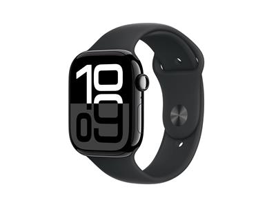 Apple Watch Series 10 GPS 46mm Jet Black Aluminium Case with Black Sport Band - S/M