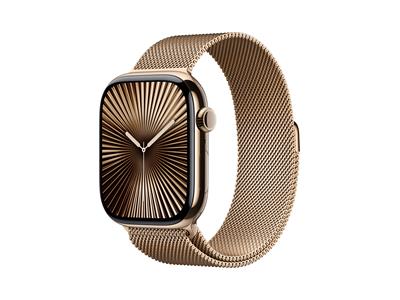 Apple Watch Series 10 GPS + Cellular 46mm Gold Titanium Case with Gold Milanese Loop - S/M