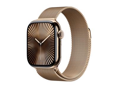 Apple Watch Series 10 GPS + Cellular 42mm Gold Titanium Case with Gold Milanese Loop