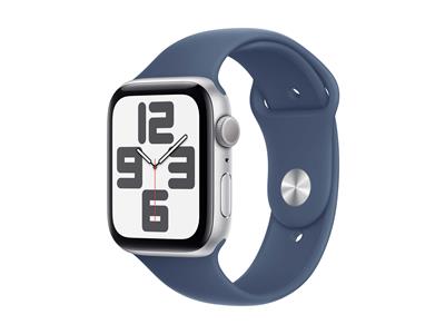 Apple Watch SE GPS 44mm Silver Aluminium Case with Denim Sport Band - S/M