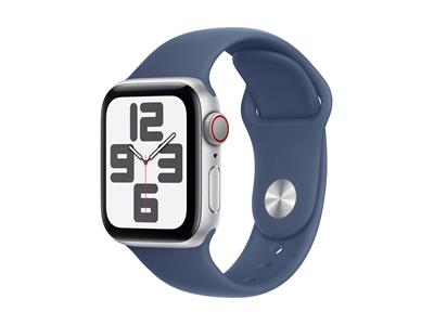 Apple Watch SE GPS + Cellular 40mm Silver Aluminium Case with Denim Sport Band - S/M