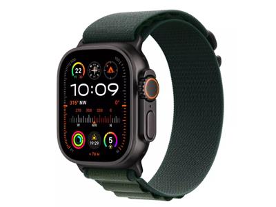 Apple Grade A Watch Ultra 2 Black Titanium with Alpine Loop - Dark Green Medium Band